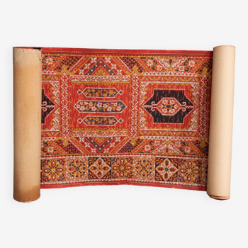 Tapestry roll enhanced with stencil early twentieth red background