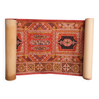 Tapestry roll enhanced with stencil early twentieth red background