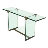 Console Peter Ghyczy modèle T30 en verre et laiton, années 1970