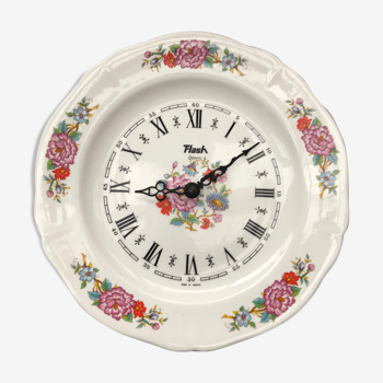 Pendule horloge ancienne Flash assiette céramique vintage