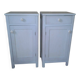 Tables de chevet allemandes vintage peintes en bleu, années 1950, lot de 2