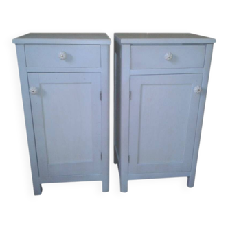 Tables de chevet allemandes vintage peintes en bleu, années 1950, lot de 2