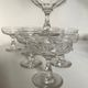 Set of 10 glasses of champagne 1870 in crystal ringing with flat ribs