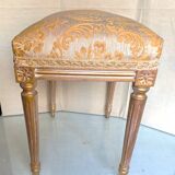 Piano stool in gold wood, Empire style, 19th century upholstery restoration
