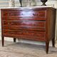 Louis XVI commode in mahogany with brass beading, arabescato marble top, 18th century