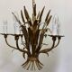 Large wheat sheaf leaf gold gilt chandelier, 1960’s
