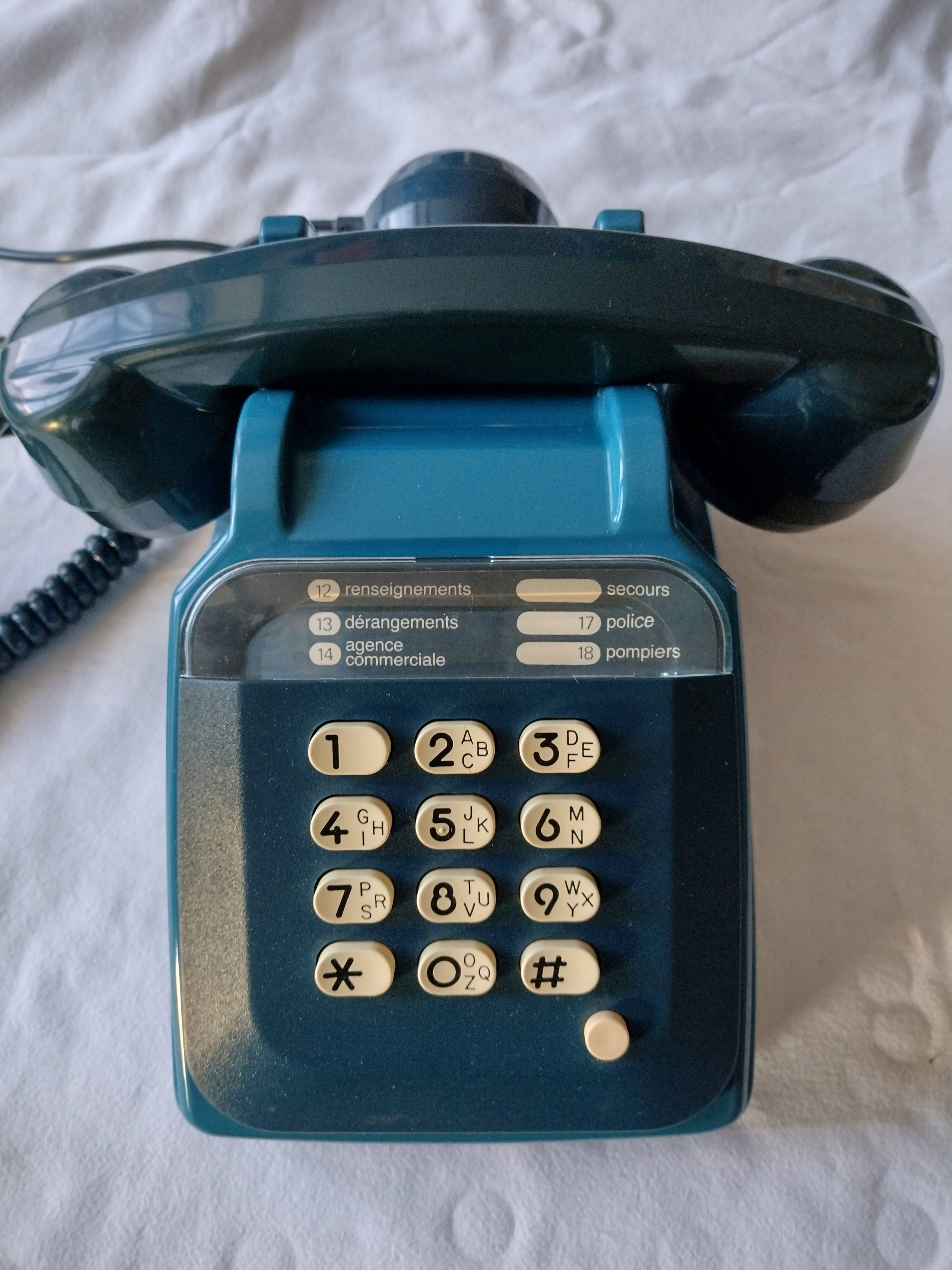 Old Blue Phone Vintage S63 Socotel with Ptt Keyboard