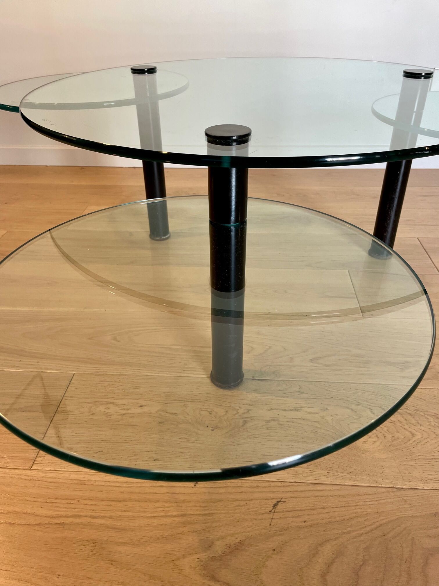 Glass coffee table and black base