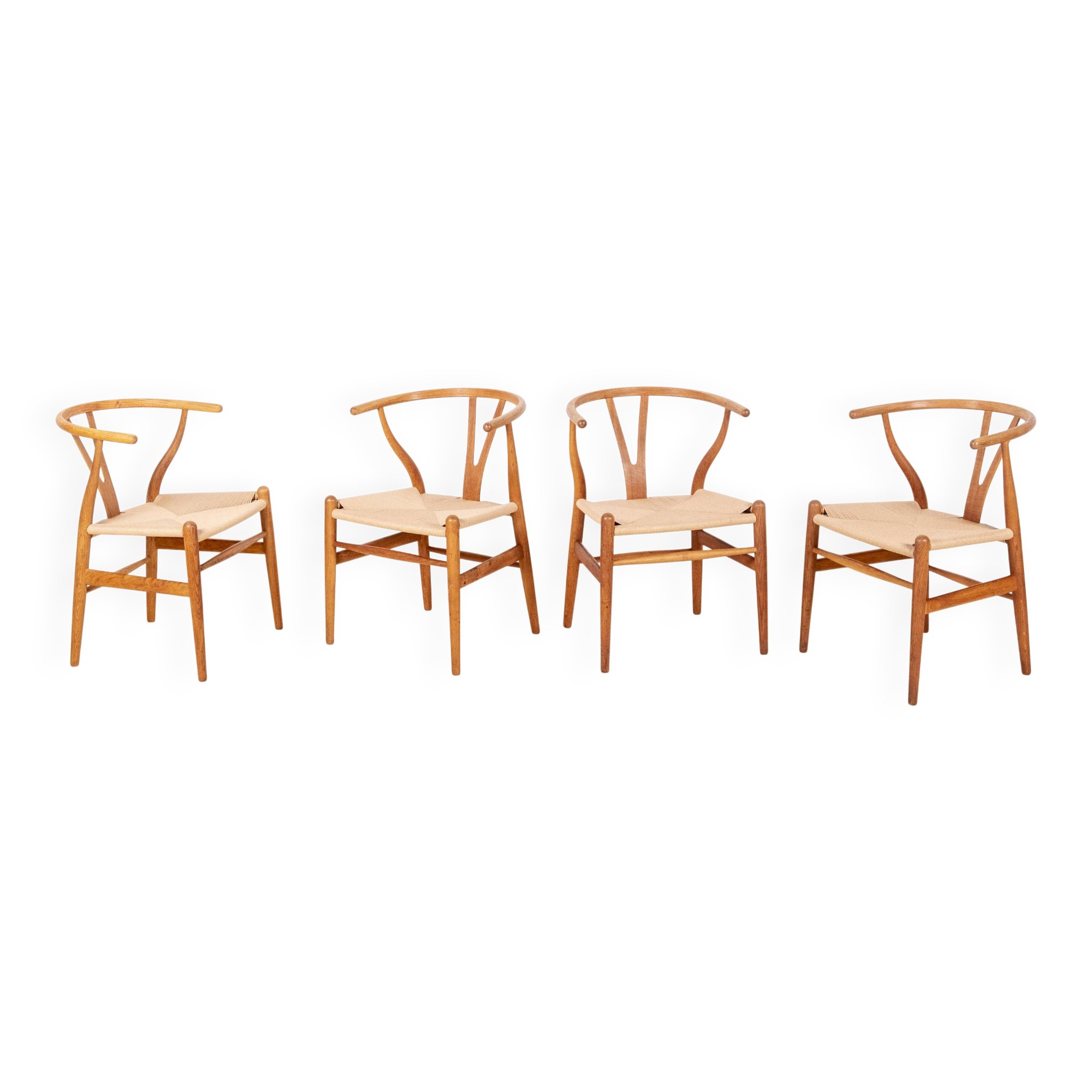 4x Hans J. Wegner Oak CH24 Wishbone Chair, 1980s Denmark