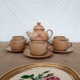Vintage CNP France village stoneware chocolate tea coffee set