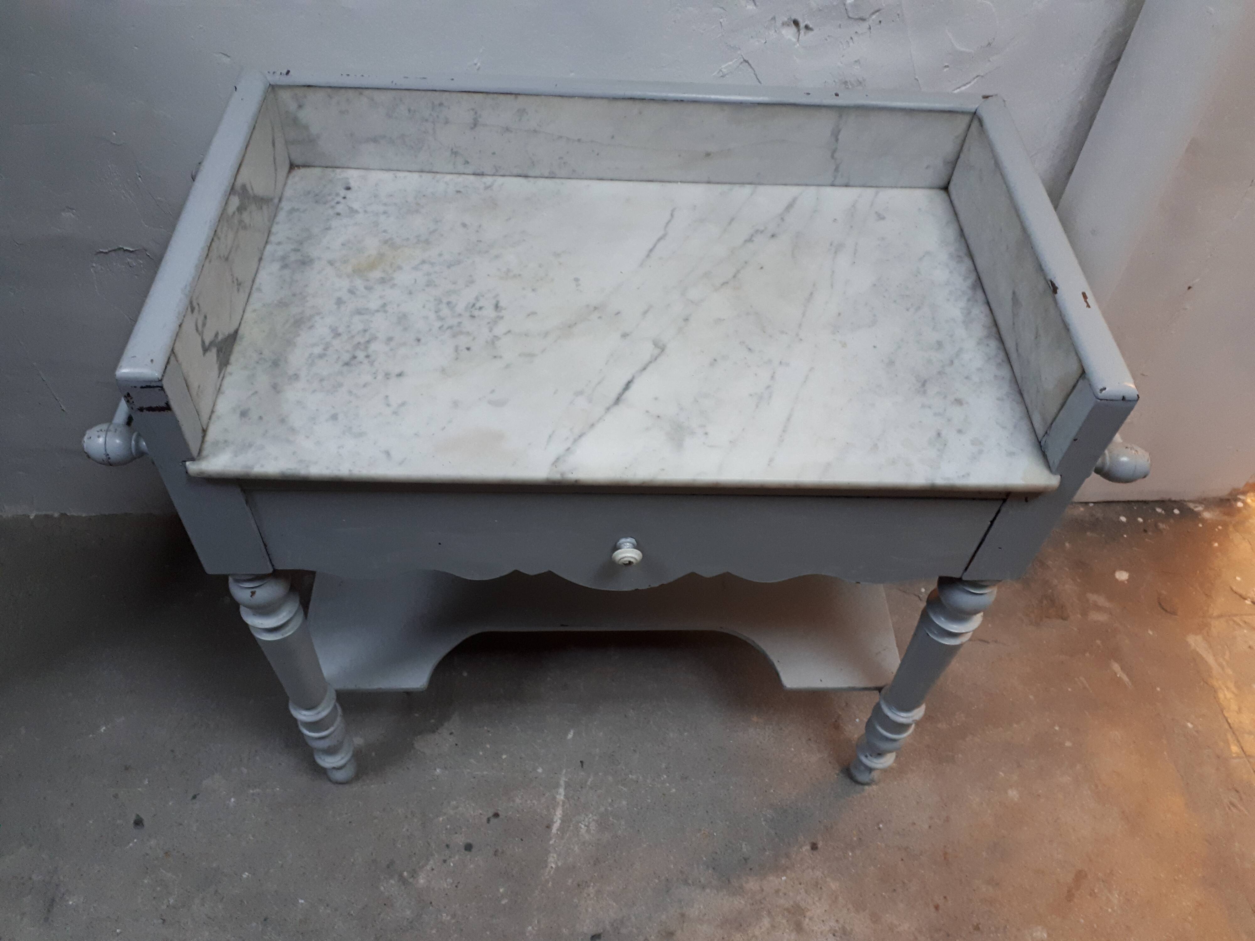 Old shelf shelf drawer gray marble tray 1900