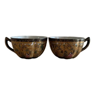 Tasses vintages chinoises motifs dorés