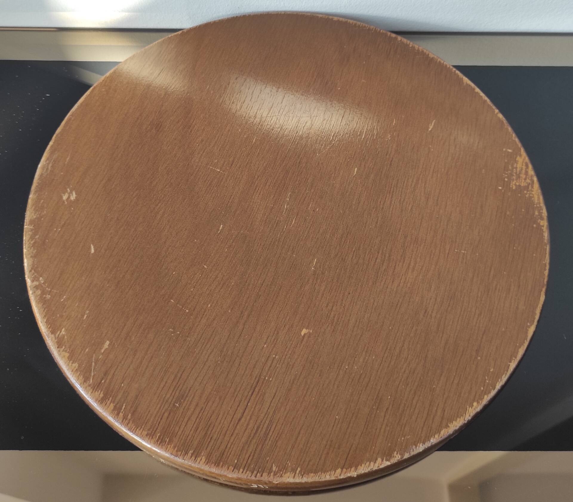 Plateau, dessous de plat brutaliste en bois et mosaïque