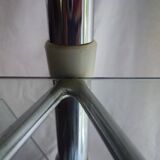 Etagère présentoir éventail en verre et métal chromé vintage
