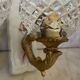 Pair of cut glass and Limoges porcelain wall sconces