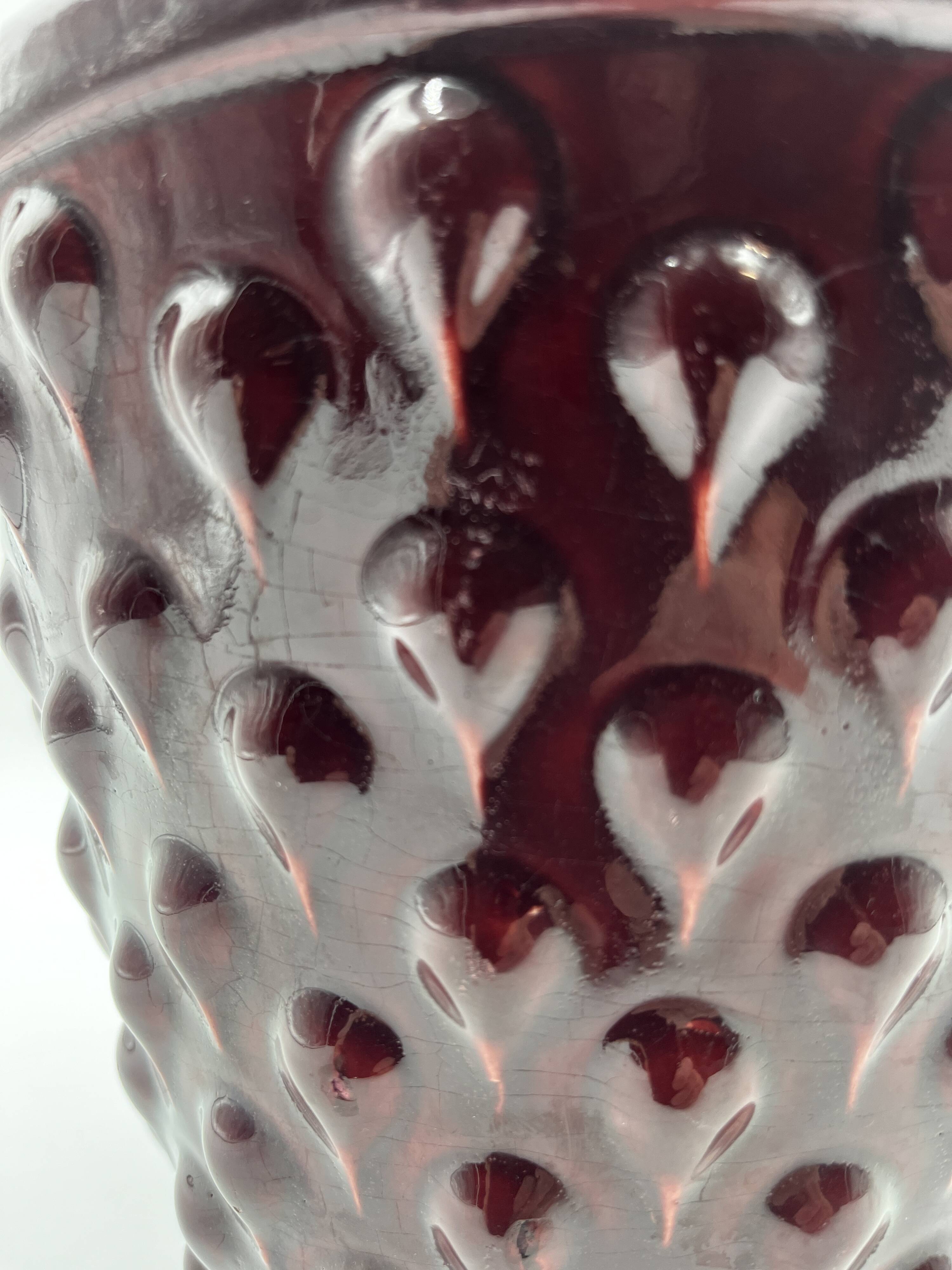 Burgundy ceramic planter