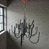 Lustre vintage chromé / suspension avec 6 points lumineux