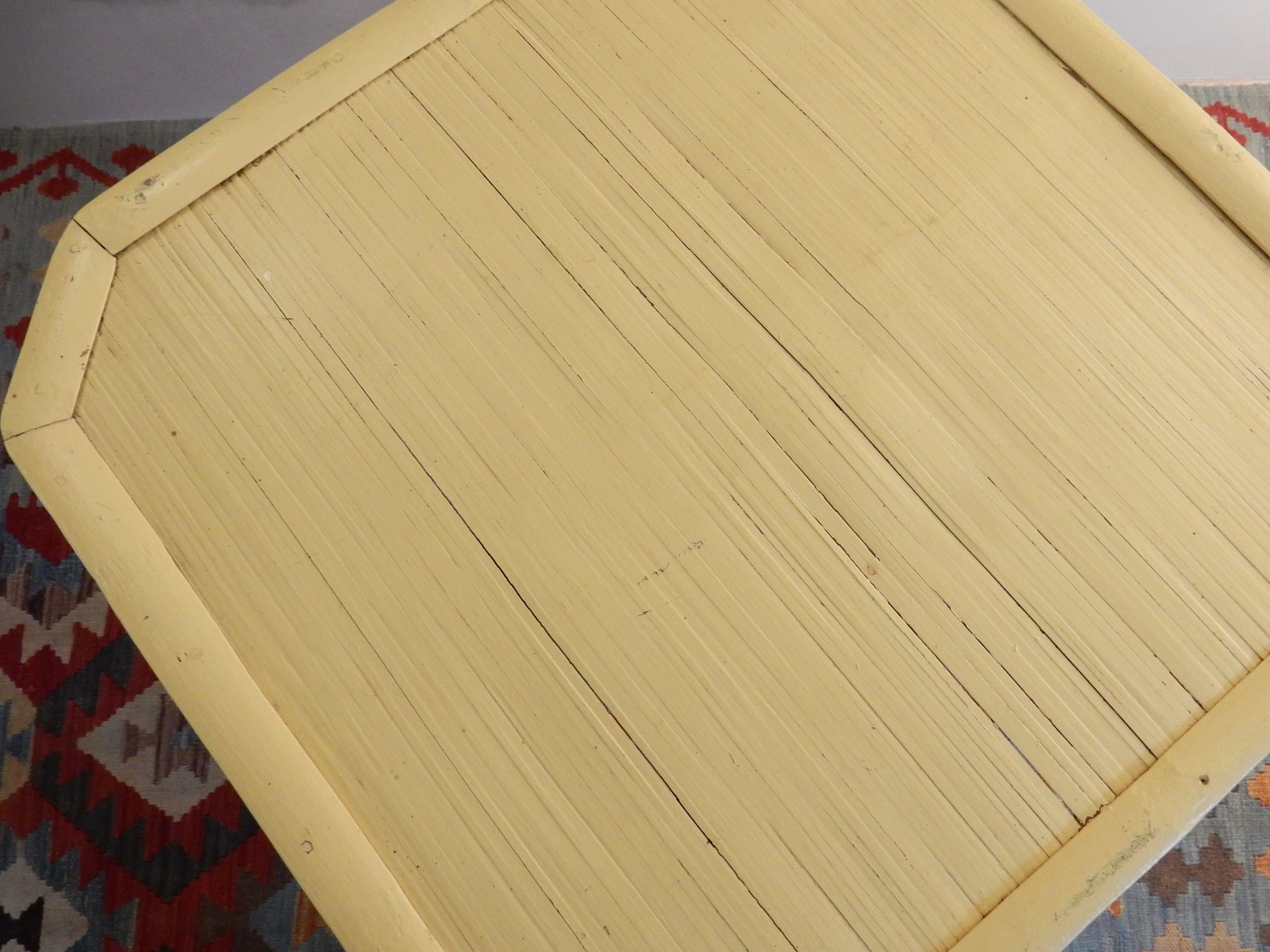 Bamboo coffee table painted yellow
