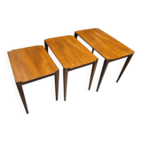 Vintage Scandinavian nesting coffee table in solid teak