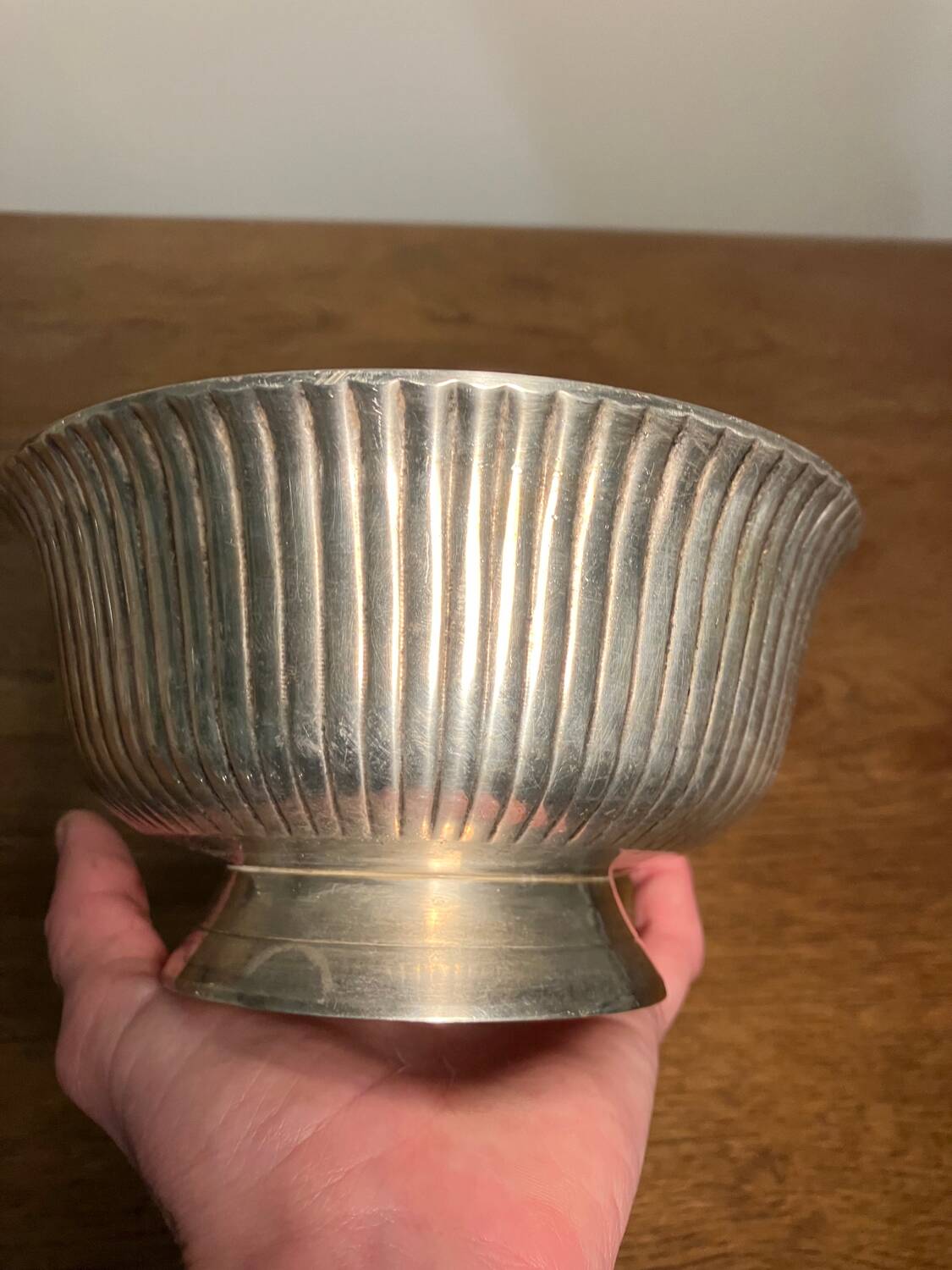 Silver metal stand bowl