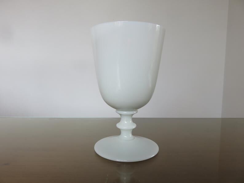 Opaline vase floral pattern, signed, 60s 70s