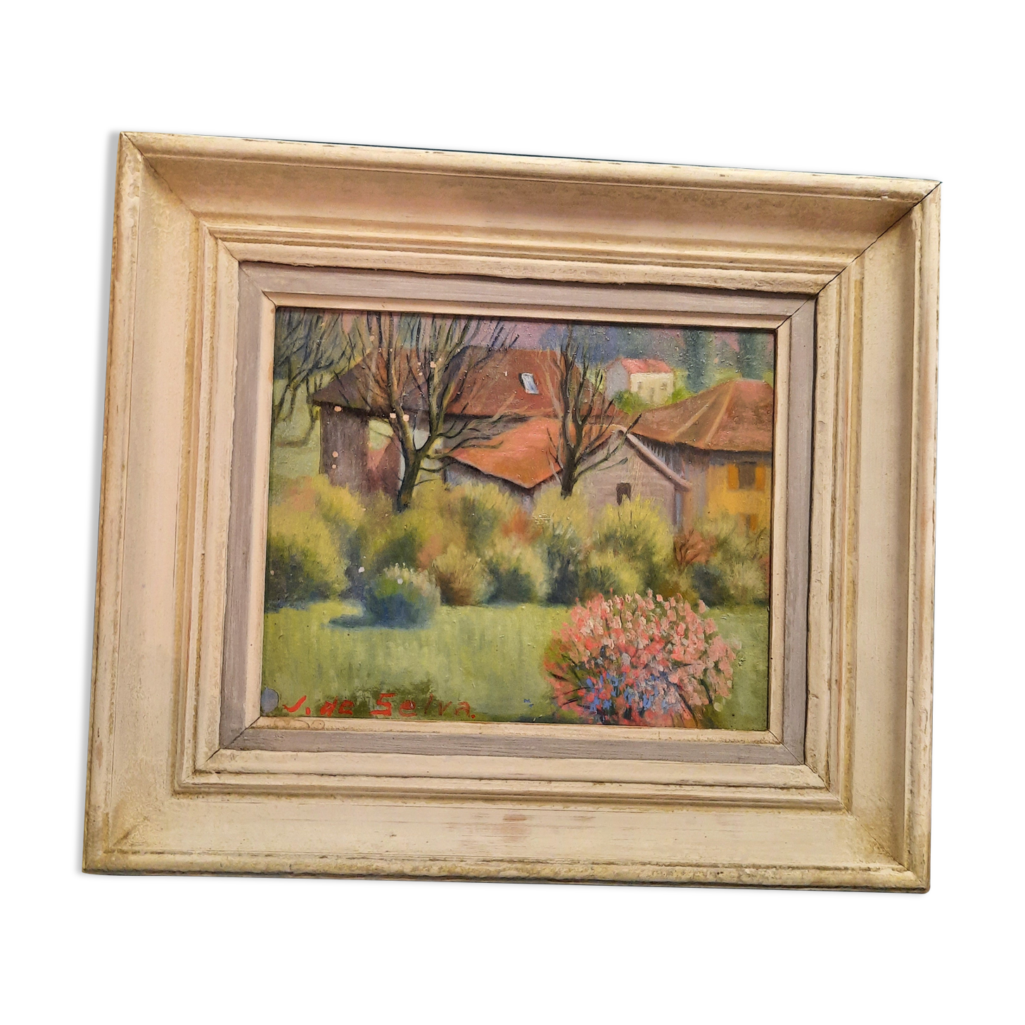 Oil on canvas landscape in the countryside