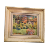 Oil on canvas landscape in the countryside