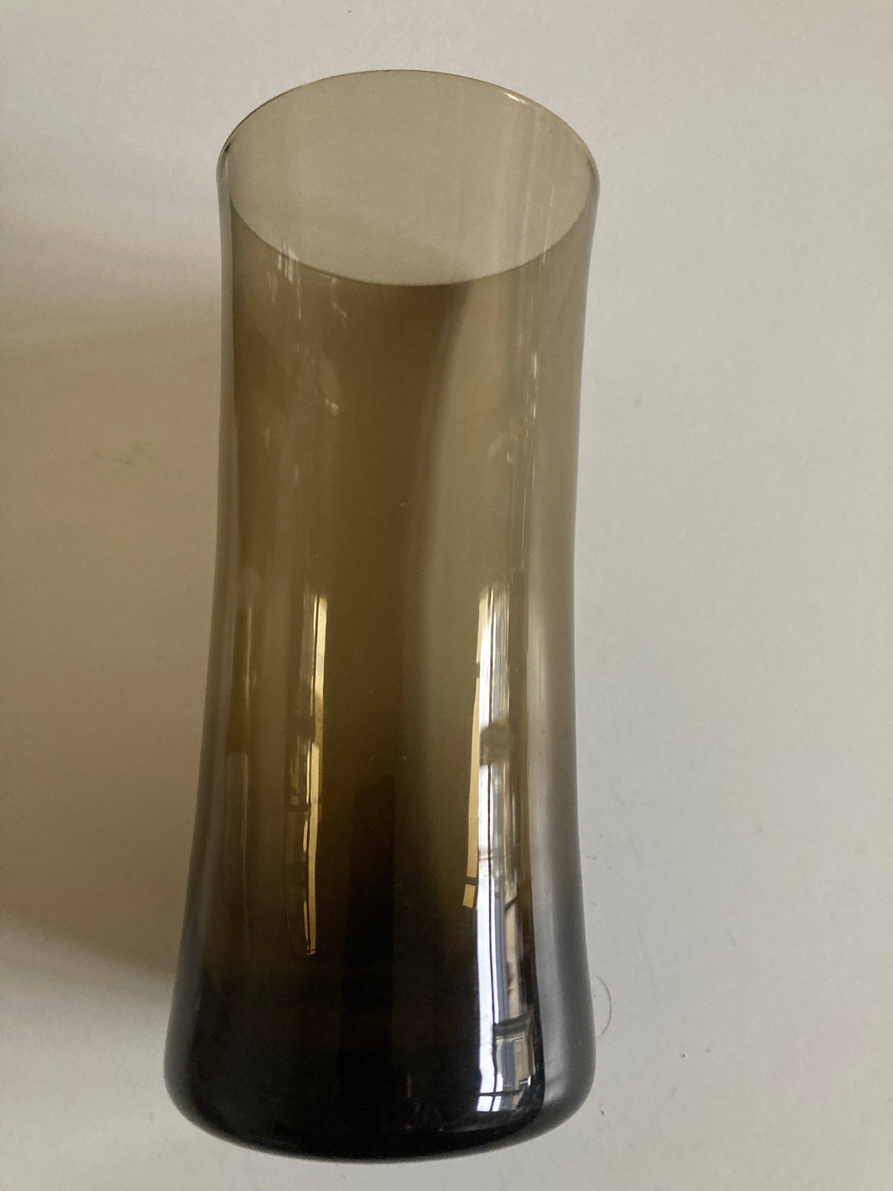 Set of 5 high ball diabolo glasses 1970 in smoked brown glass