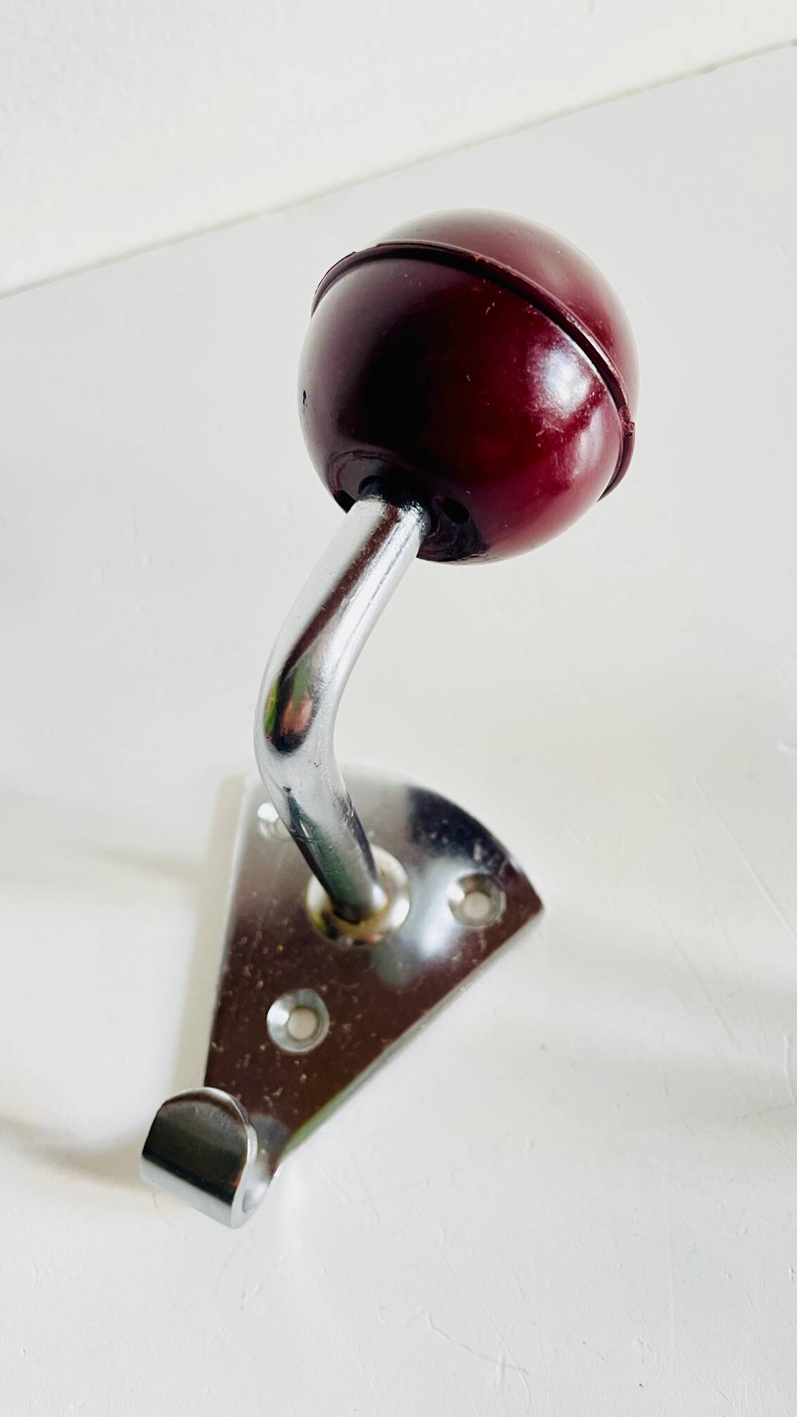 Chrome and bakelite coat hooks from the 70s