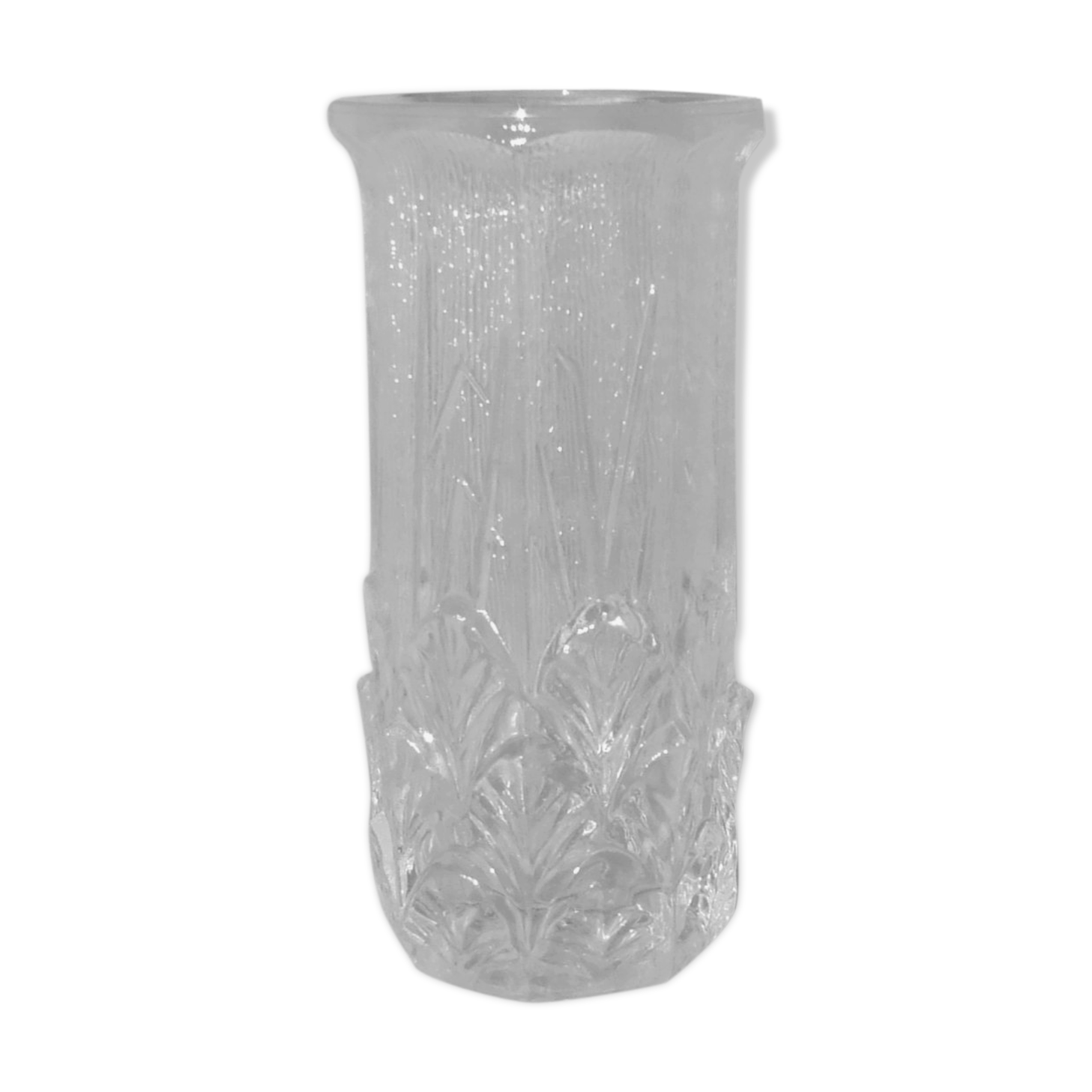 Glass vase made in Fidenza italy décor leaves in art nouveau style