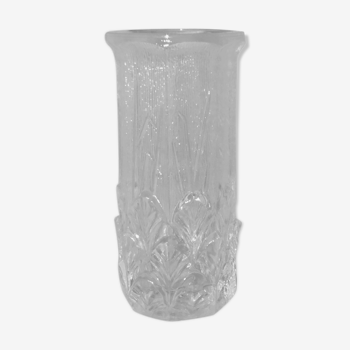 Glass vase made in Fidenza italy décor leaves in art nouveau style