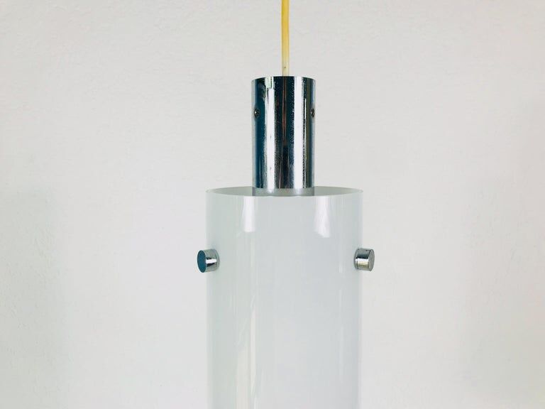 Opal glass hanging lamp from Limburg 1970