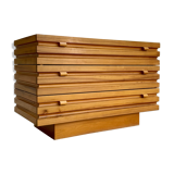 Brutalist chest of drawers in solid elm, Maison Regain, 1970