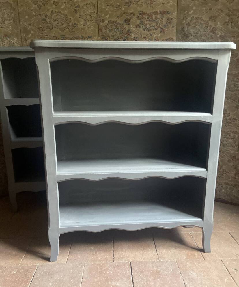 Bibus beech bookcase renovated in gray