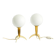 Two Mid-Century Modern rocket table lamps in brass and glass