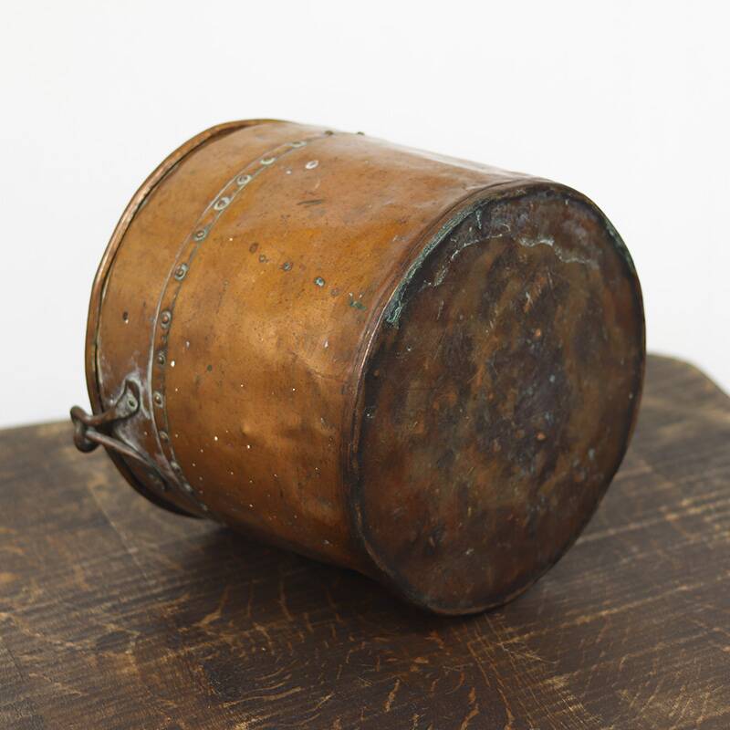 Antique worn Wabi Sabi red copper bucket