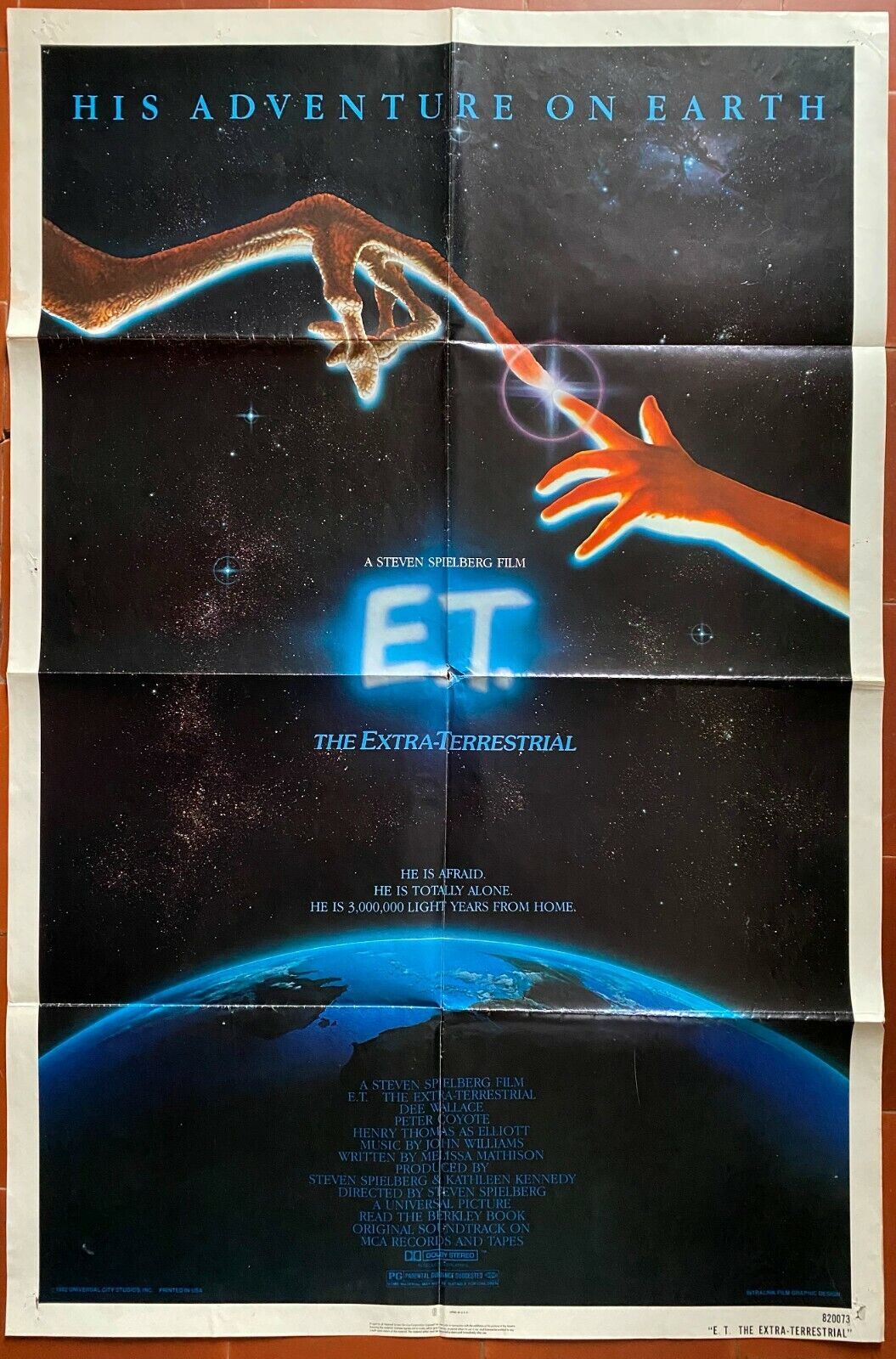 Original movie poster U.S. "E.T. the Extra-Terrestrial" Steven Spielberg 69x104cm 1982