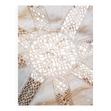 Round hand-embroidered linen tablecloth