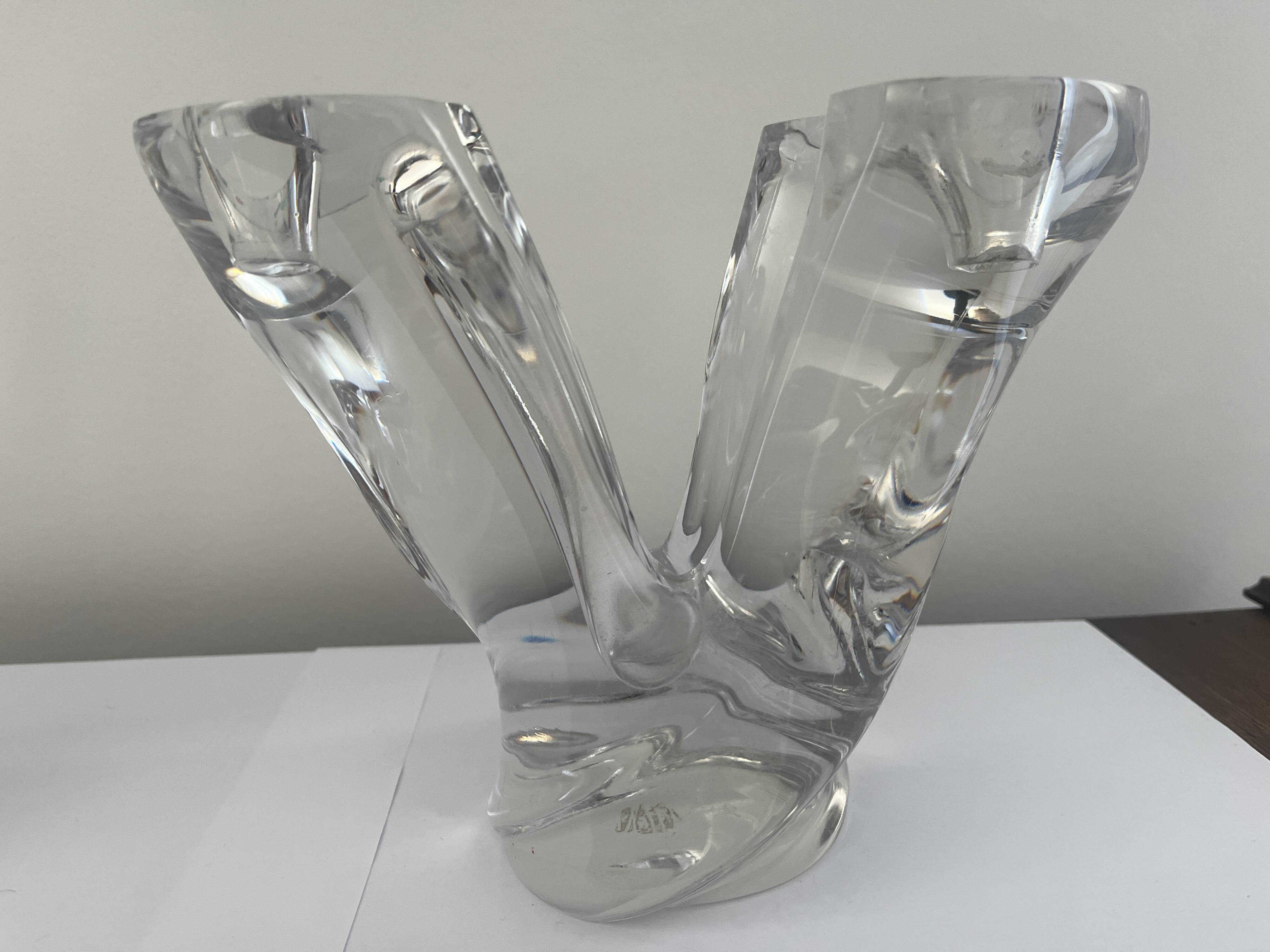 pair of crystal candlesticks signed Schneider 1970