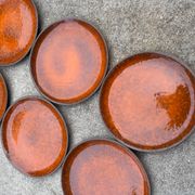 Assiettes céramique émaux orange années 70