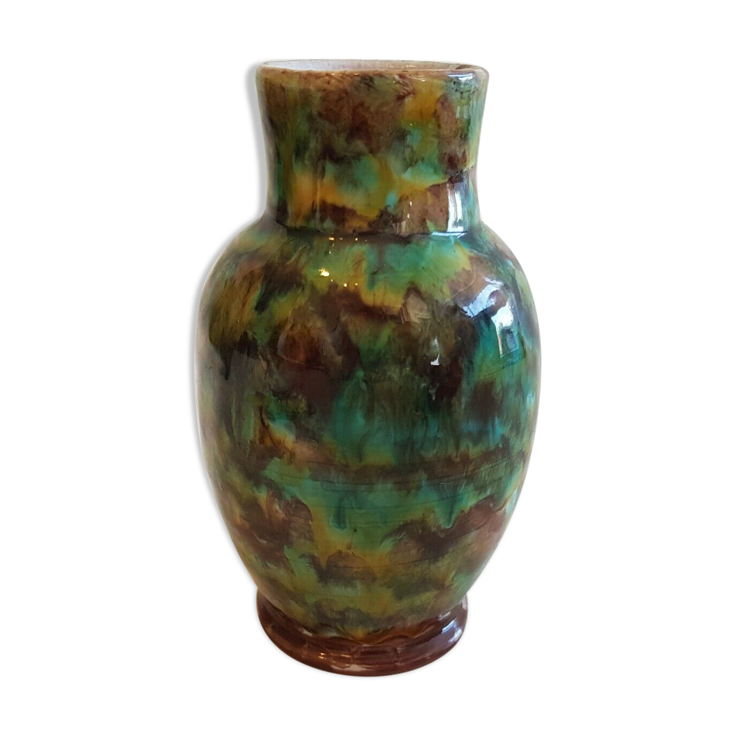 Vintage ceramic terracotta vase enamels