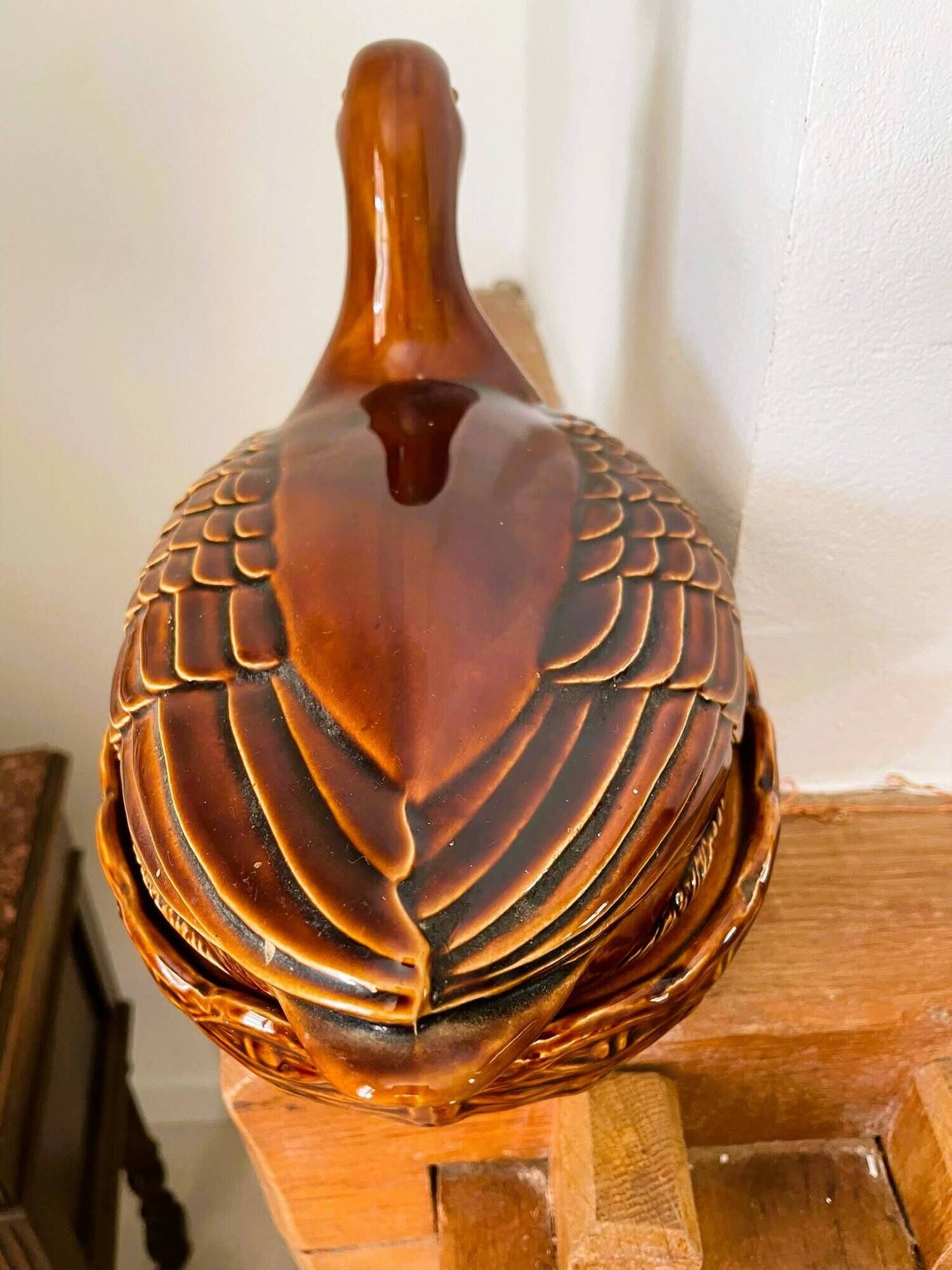 Plat barbotine canard vintage