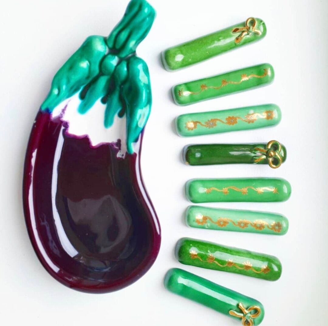 Eggplant set in slurry