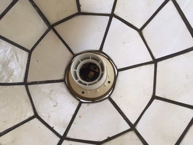 Vintage mother-of-pearl and brass hanging lamp