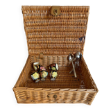 Wicker suitcase imitation leather