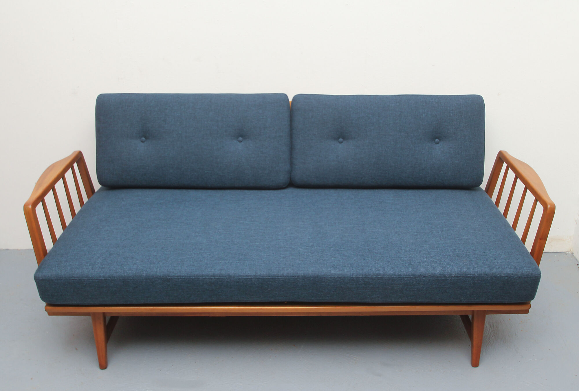 1950s daybed in cherrywood, fresh fabric, WK Furnitures