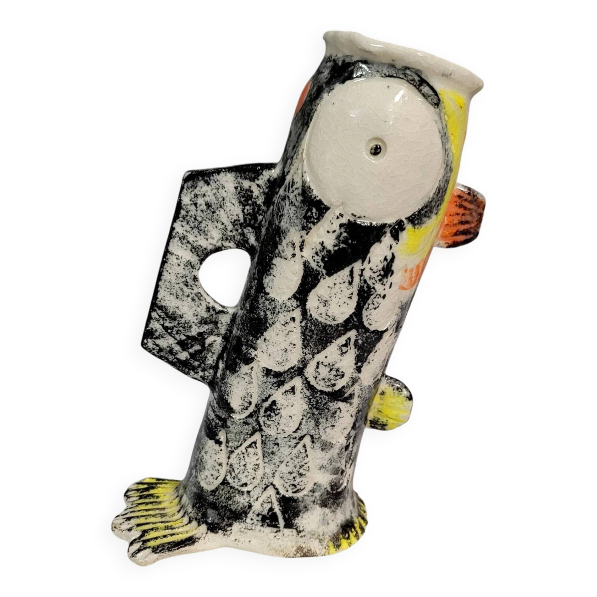 Ceramic vase representing a stylized fish, 20th century