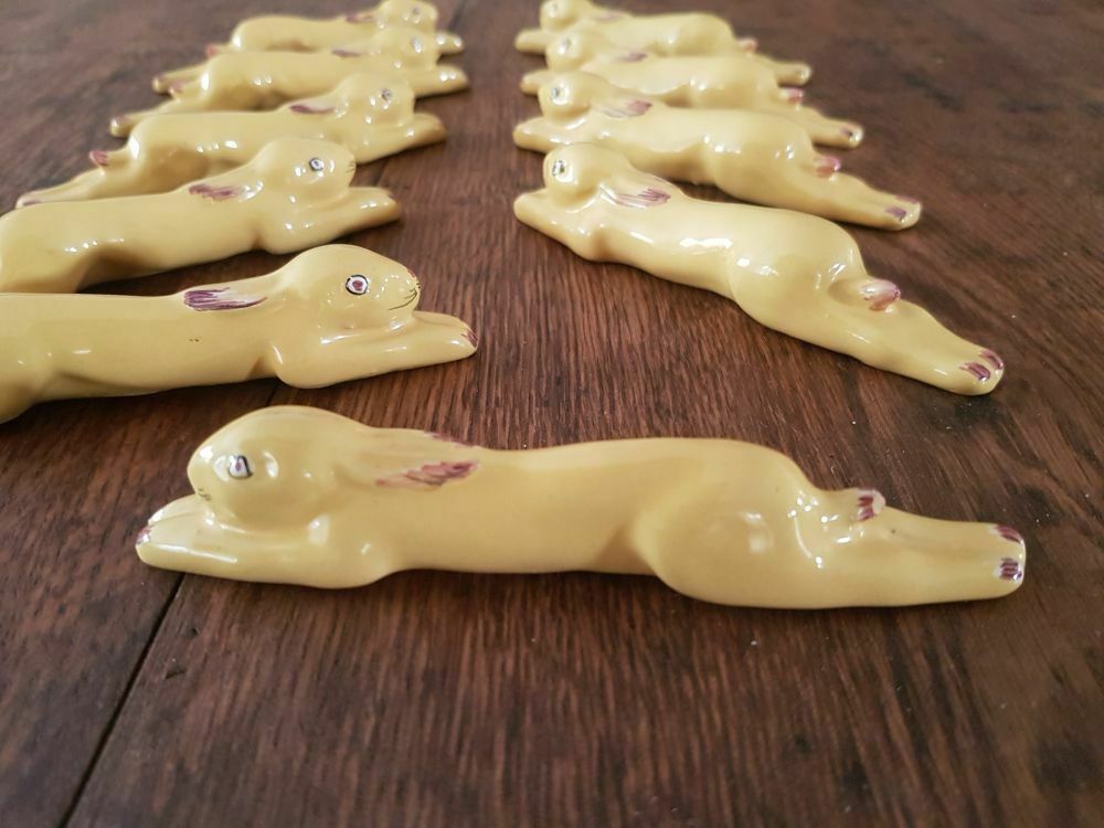 Set of 10 knife rests in Malicorne earthenware by Emile Tessier