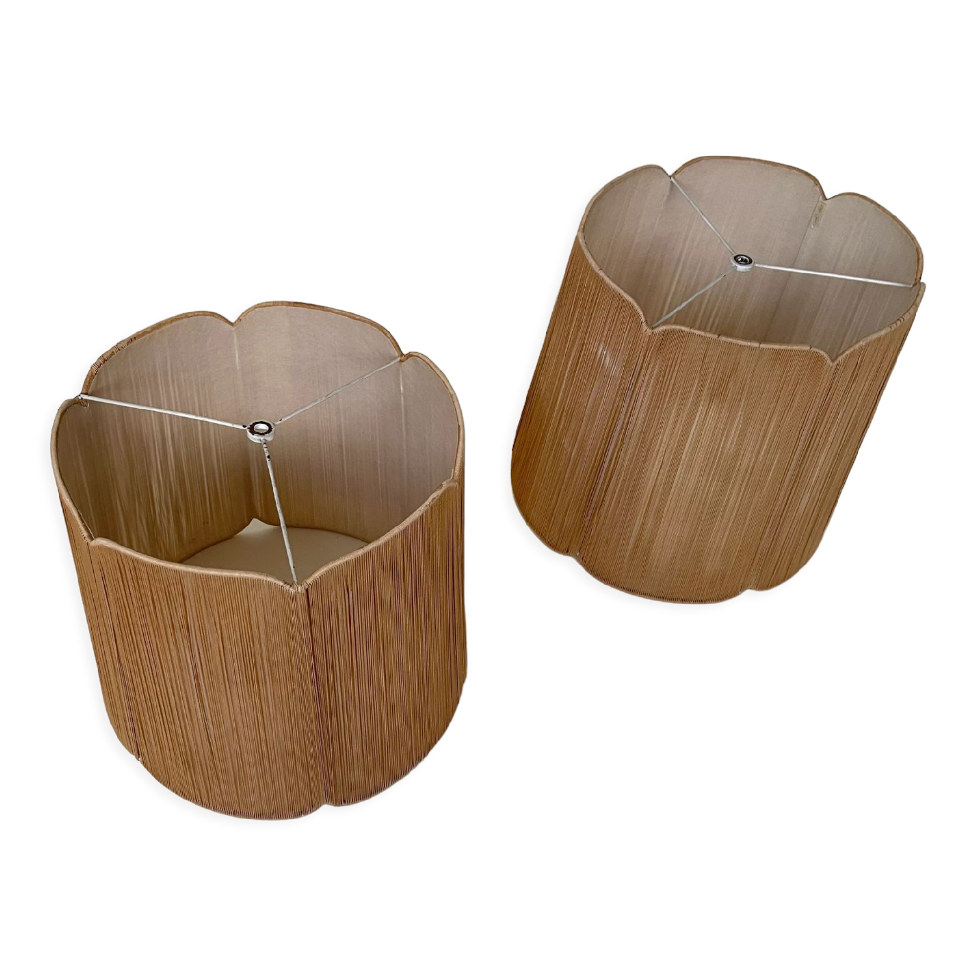 Pair of Mustard String Lampshades