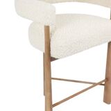 Pair of blond beech bar stools. Contemporary work.